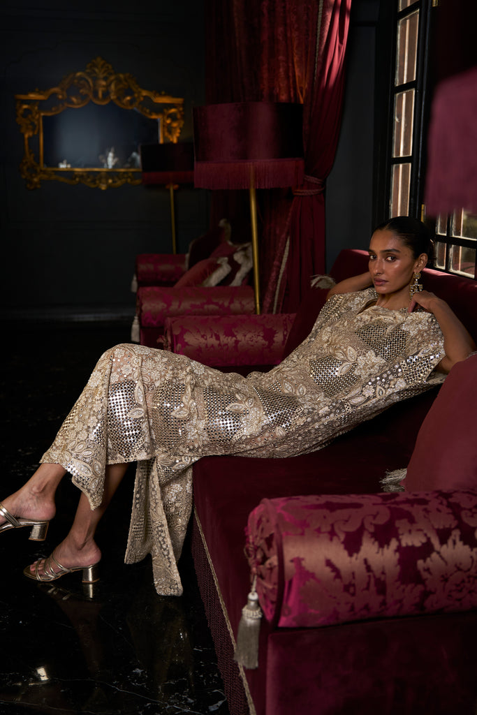 MIRROR AND BEAD EMBROIDERED KAFTAN dash and dot