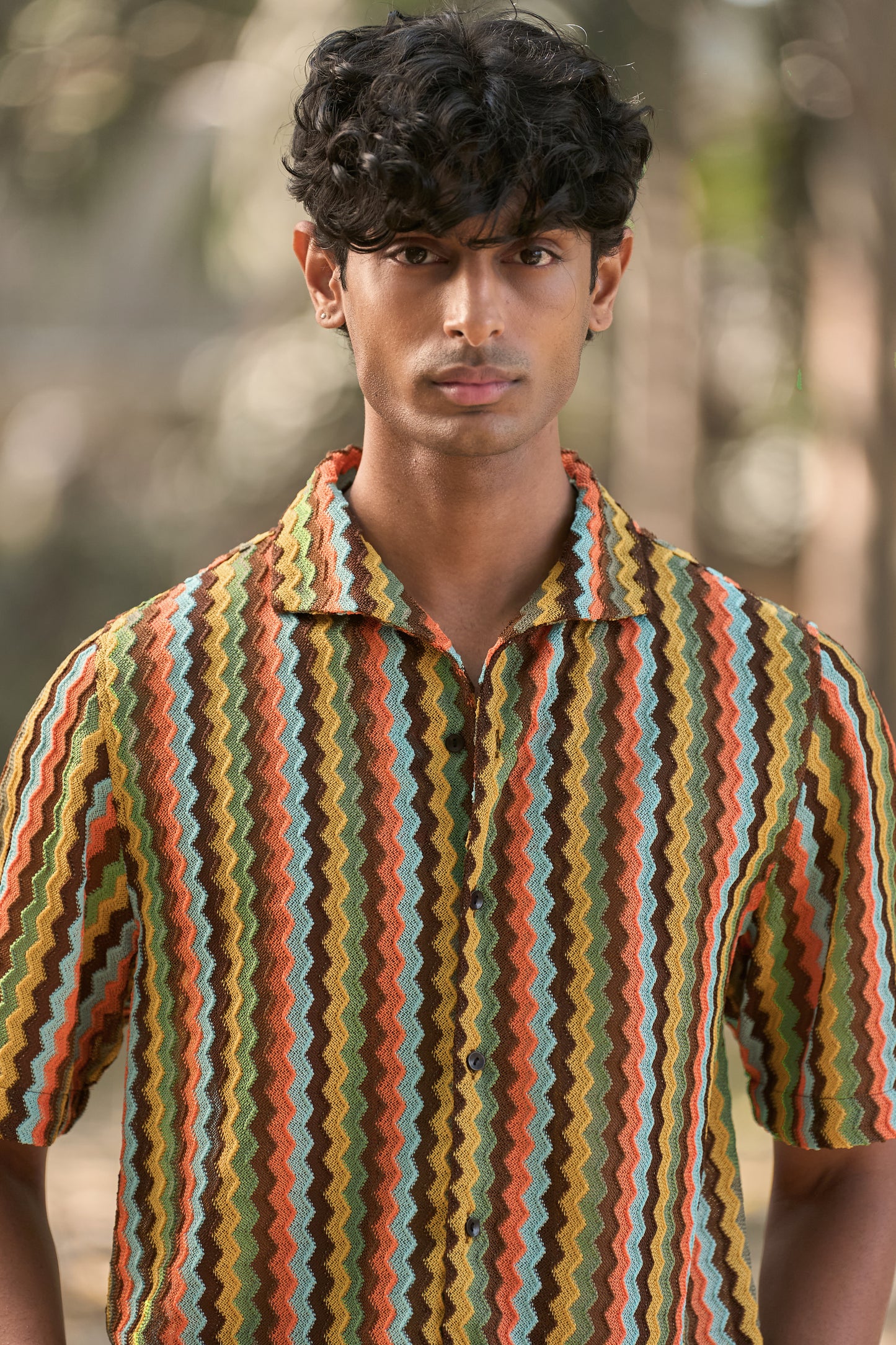MULTICOLOUR TEXTURED KNIT SHIRT