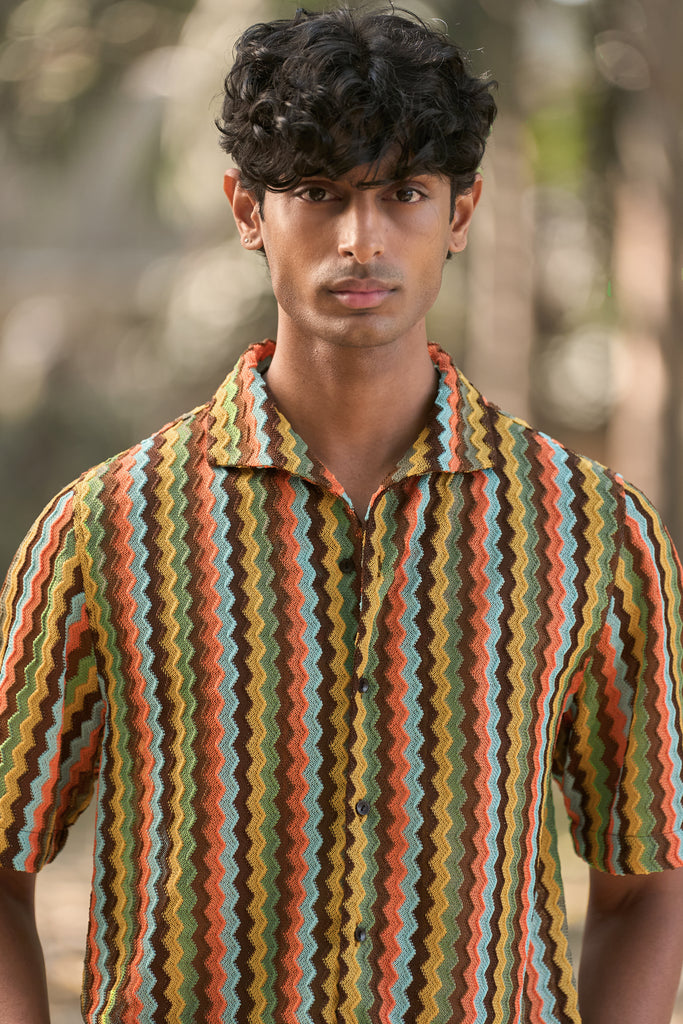 MULTICOLOUR TEXTURED KNIT SHIRT dash and dot