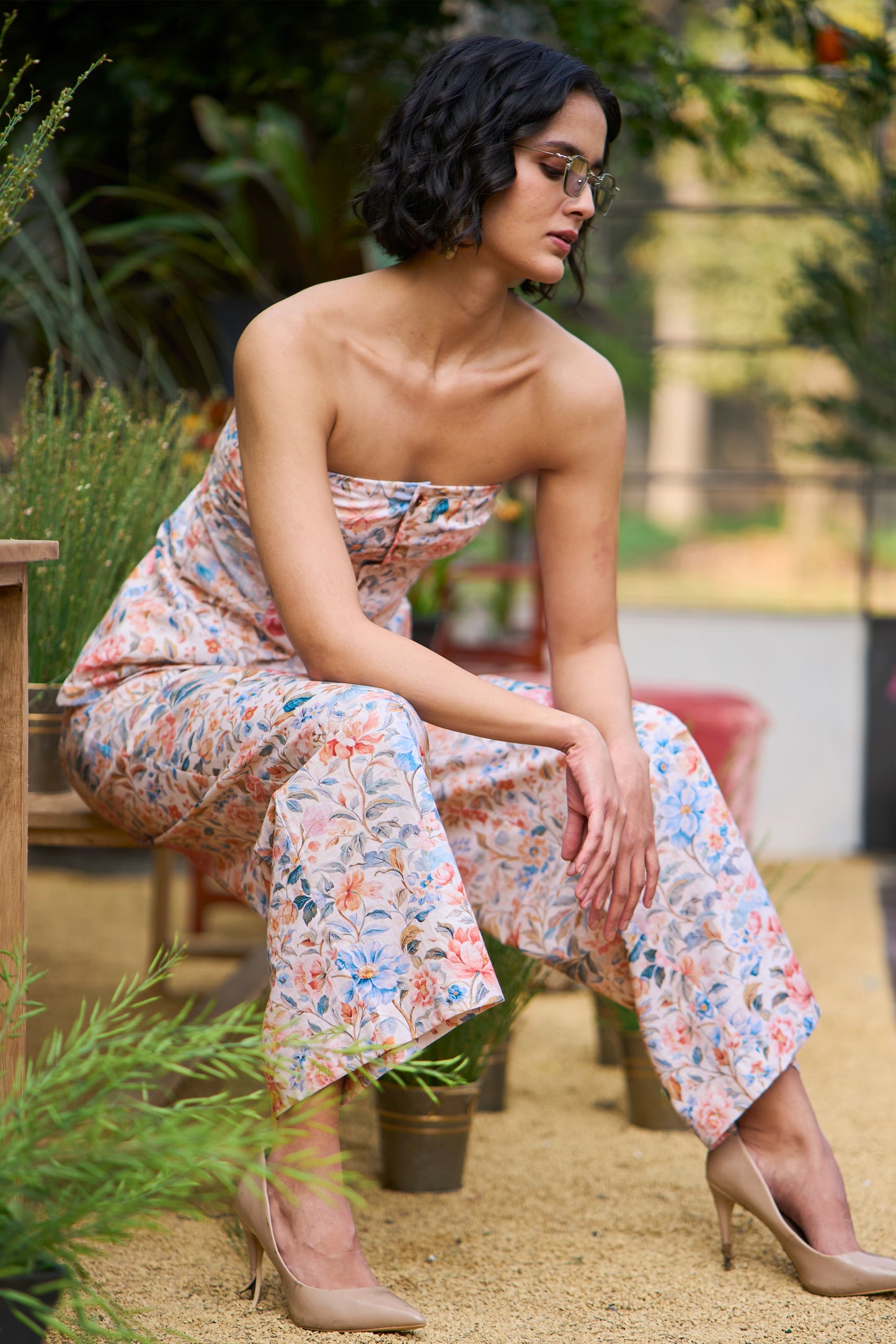 FLORAL PRINT WIDE-LEGGED PANT