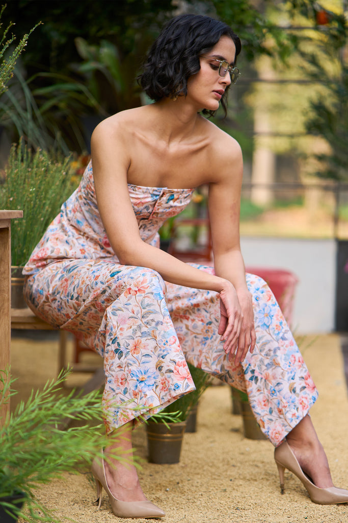 FLORAL PRINT WIDE-LEGGED PANT dash and dot