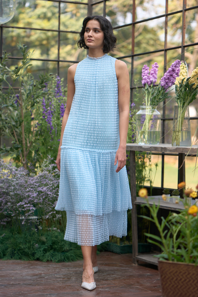 PLEATED POLKA DOT TIERED DRESS dash and dot