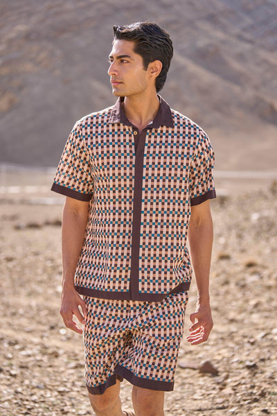 GEO PRINT POPLIN SHORTS SET - dash and dot