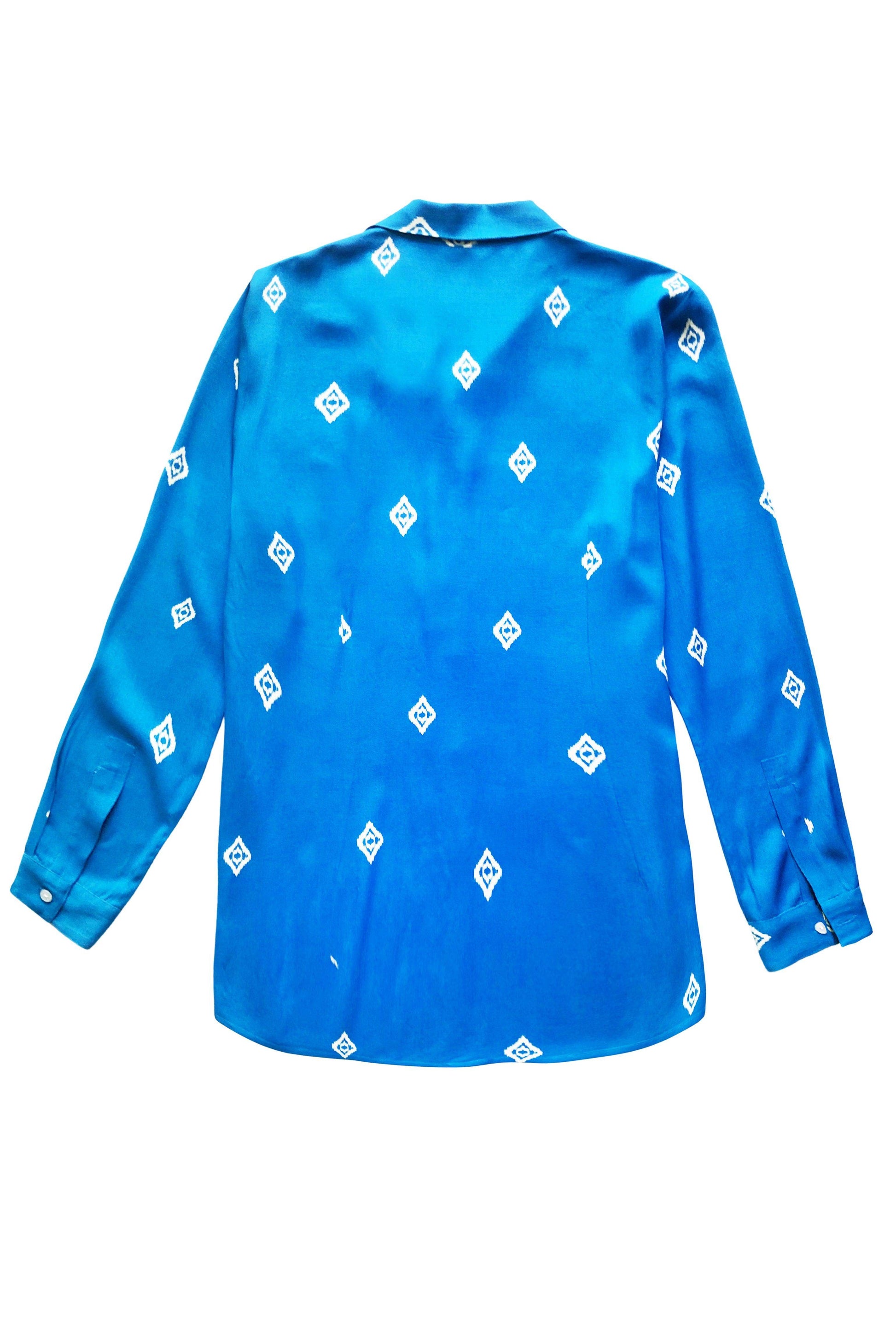 BLUE IKKAT PRINT SHIRT - dash and dot