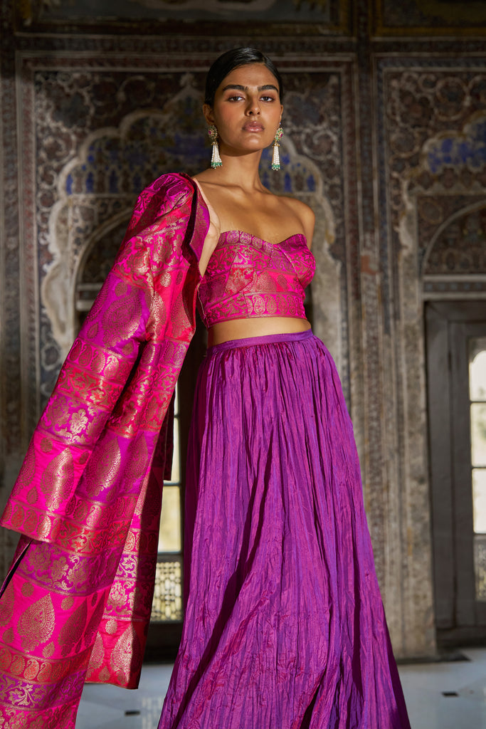 BENARES BROCADE JACKET & CRUSHED SKIRT dash and dot