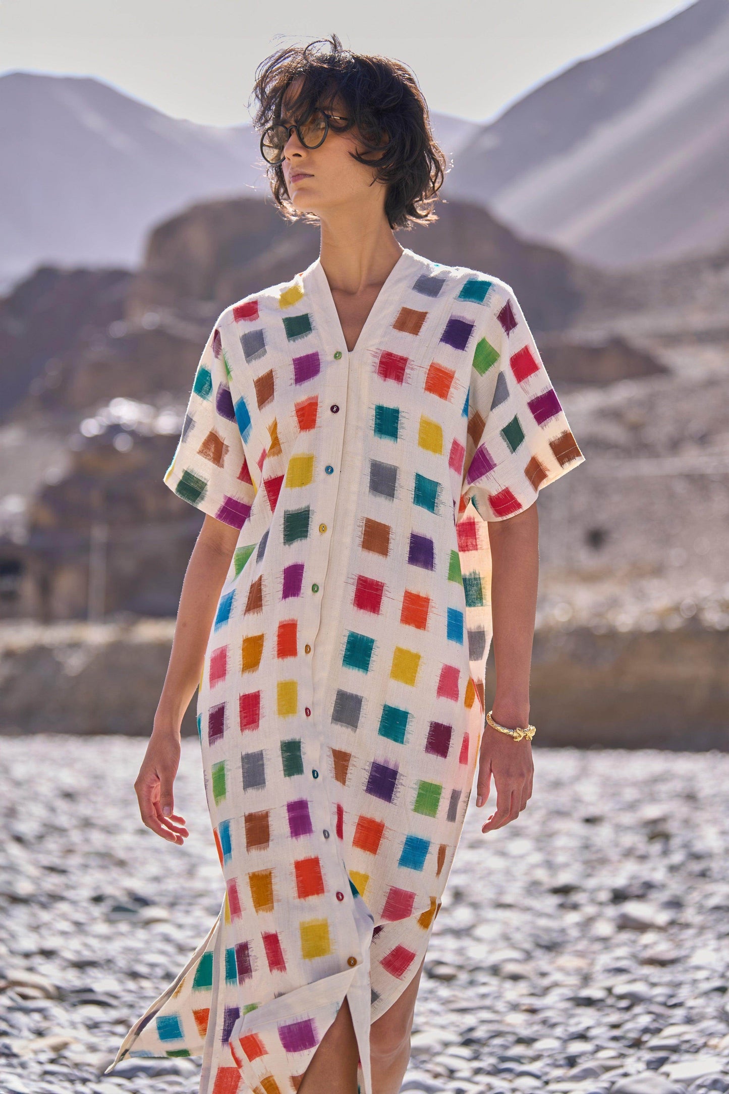 MULTICOLOUR IKAT SHIRT DRESS - dash and dot