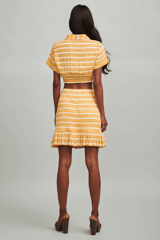 MUSTARD STRIPE CROP POLO - dash and dot dash and dot