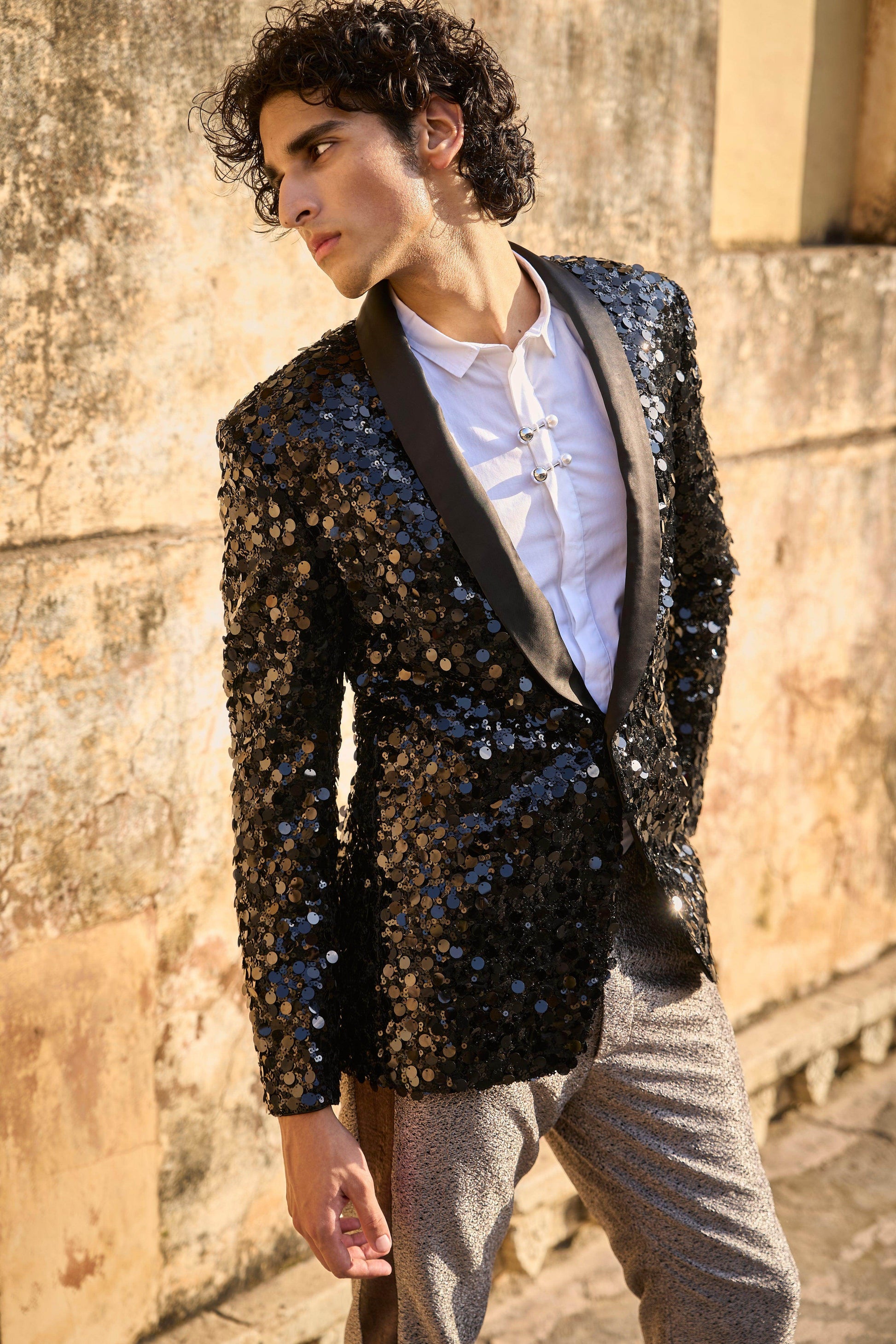 SEQUIN JACKET AND METALLIC PANT - dash and dot