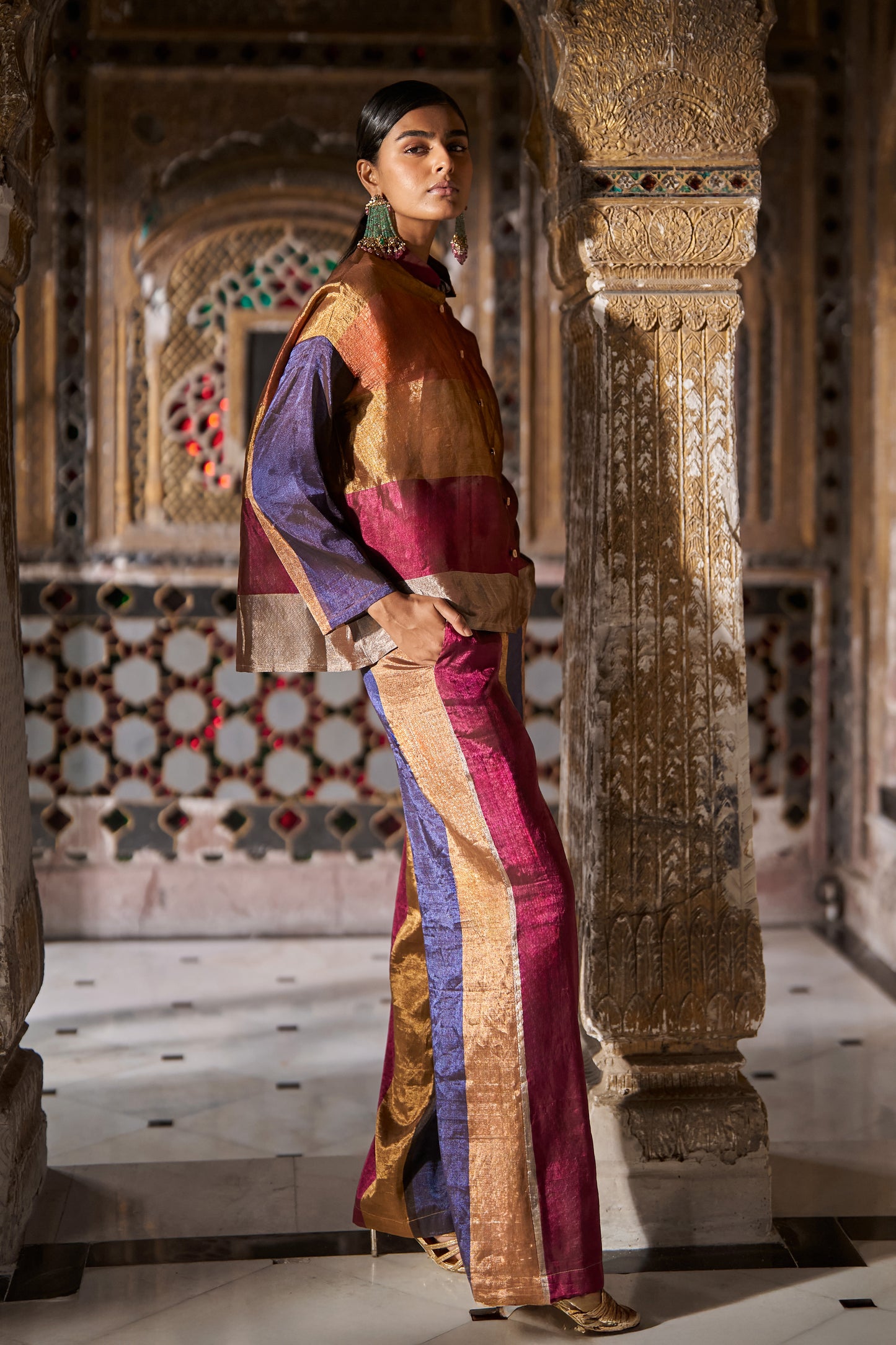 BENARES TISSUE STRIPED PANT