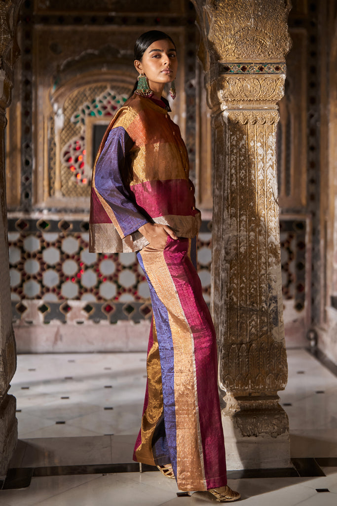 BENARES TISSUE STRIPED PANT dash and dot