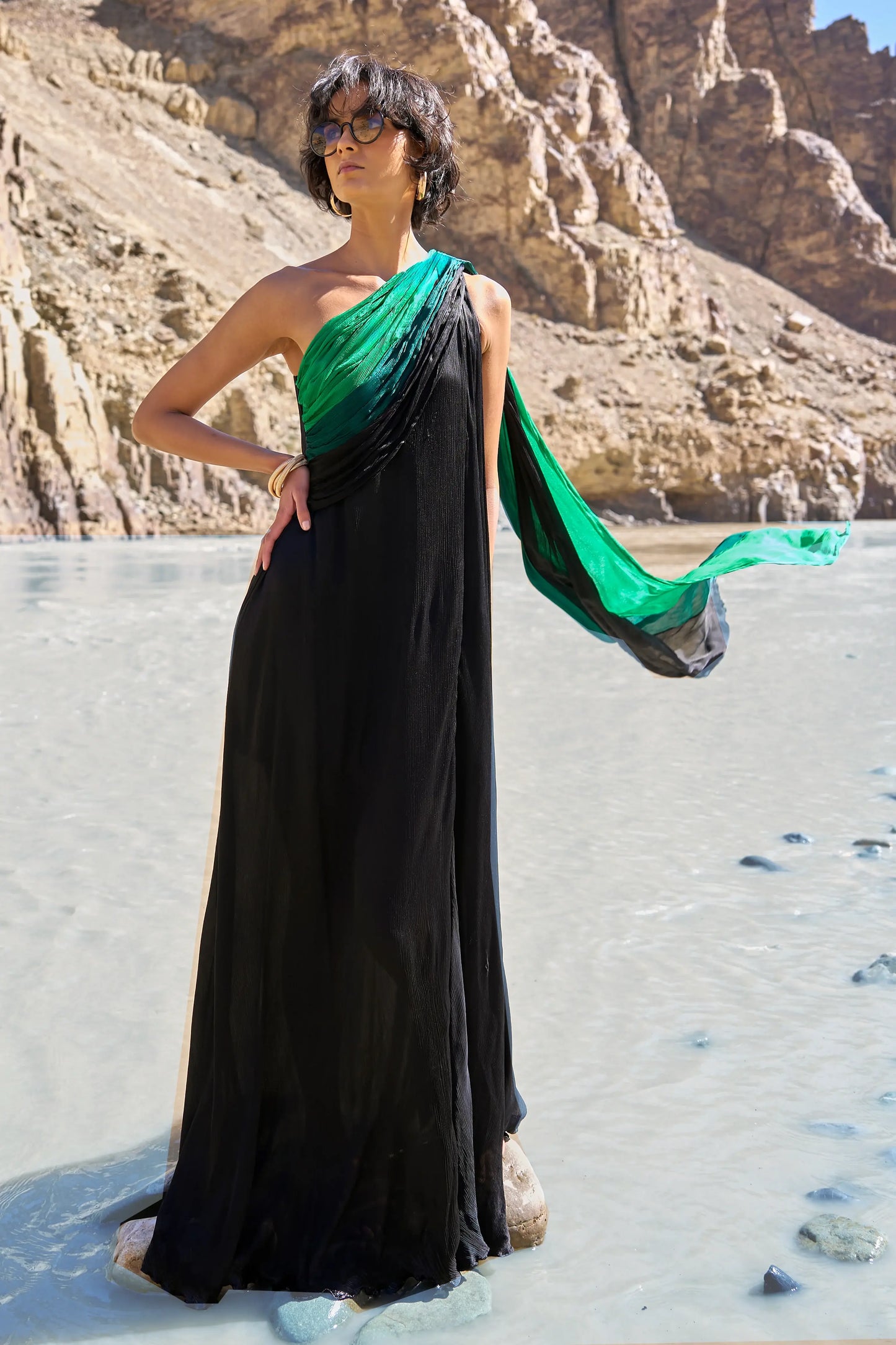 OMBRÉ DRAPED SARI GOWN