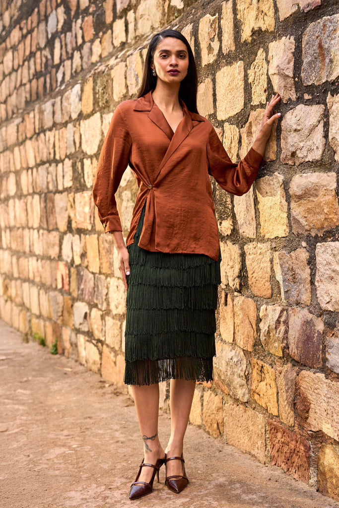 LAYERED FRINGE MIDI SKIRT - dash and dot dash and dot