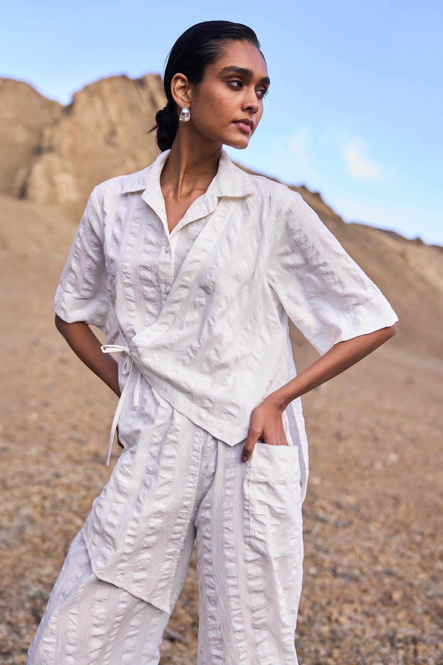 ASYMMETRIC SIDE-TIE TOP - dash and dot