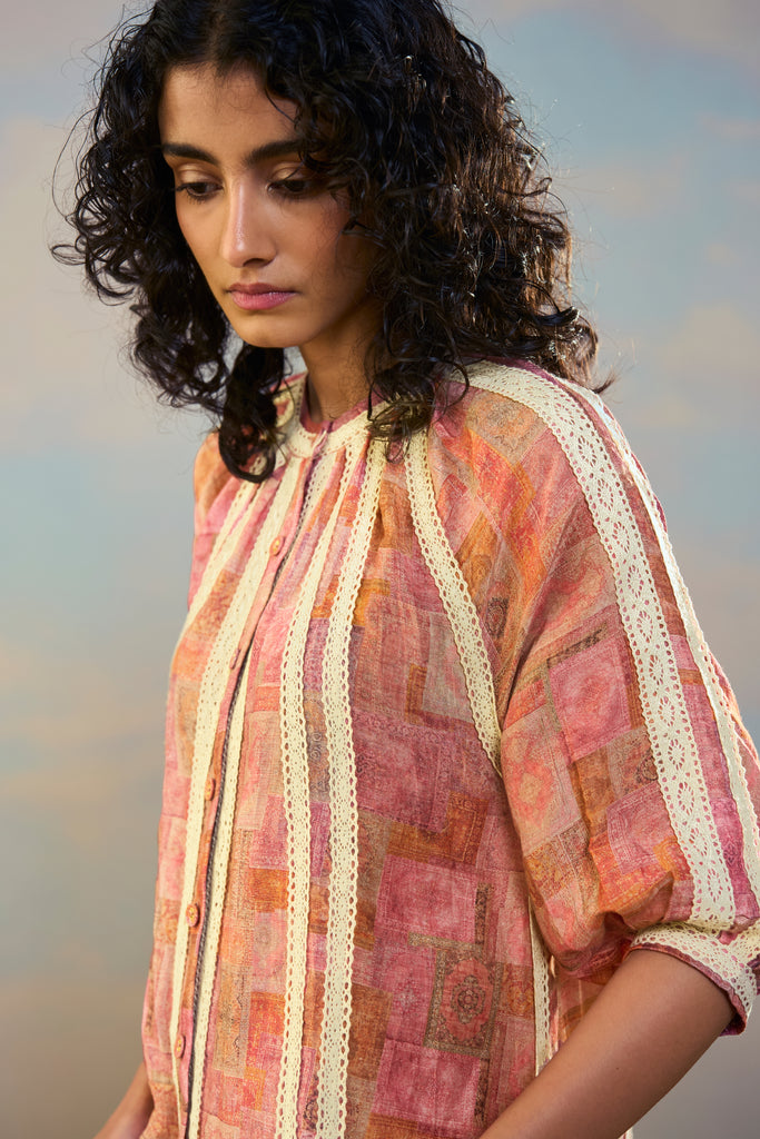 PRINTED LINEN-LACE DRESS dash and dot