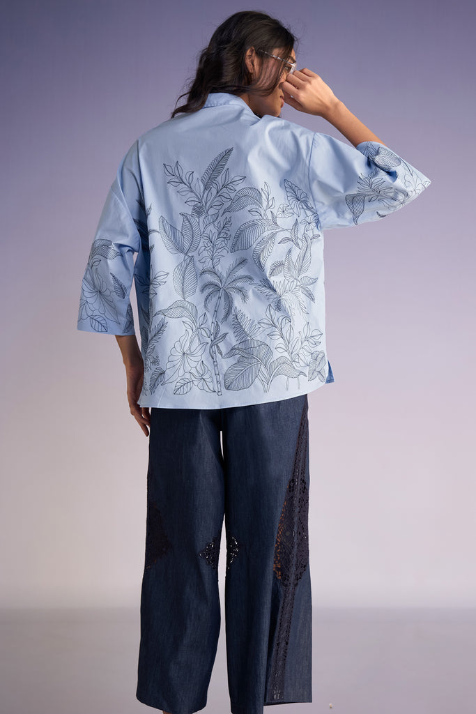JARDIN EMBROIDERED BOXY SHIRT dash and dot