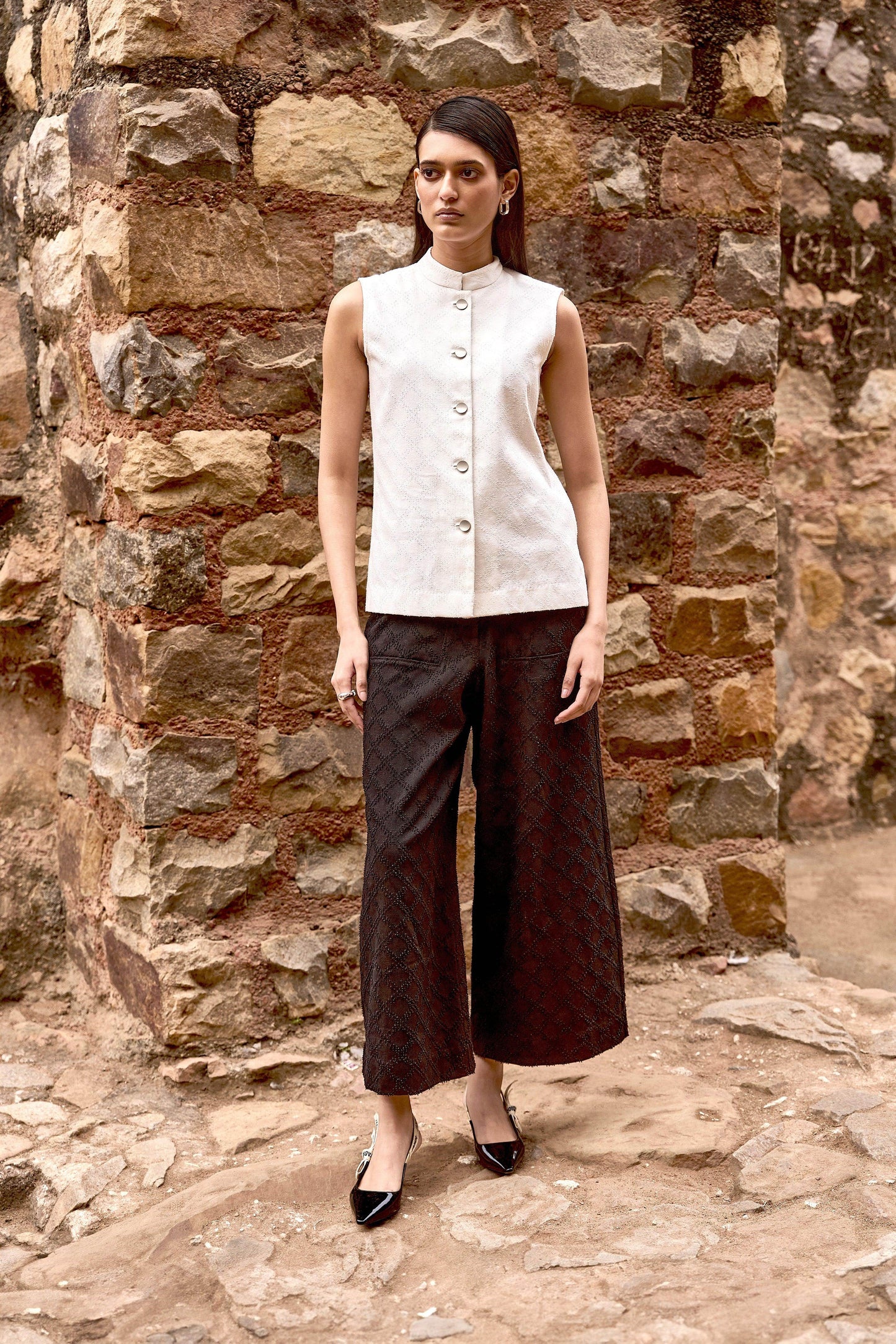 TEXTURED DENIM PANT - dash and dot