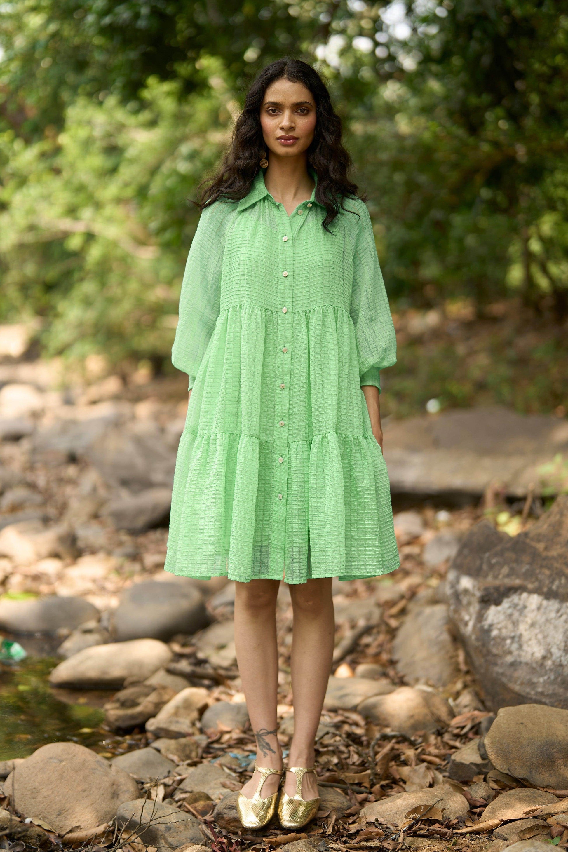 TEXTURED TIERED DRESS - dash and dot