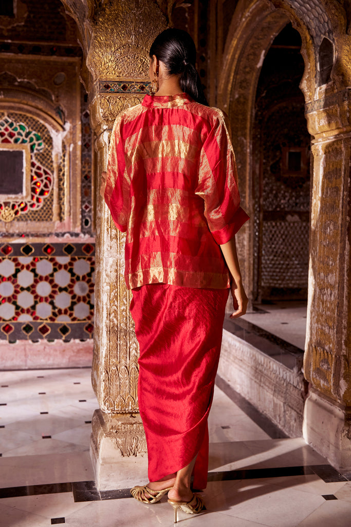 BENARES STRIPED TISSUE SHIRT & SKIRT dash and dot