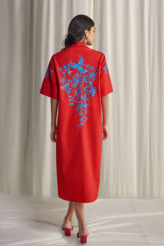 PLACEMENT EMBROIDERED SHIRT DRESS dash and dot