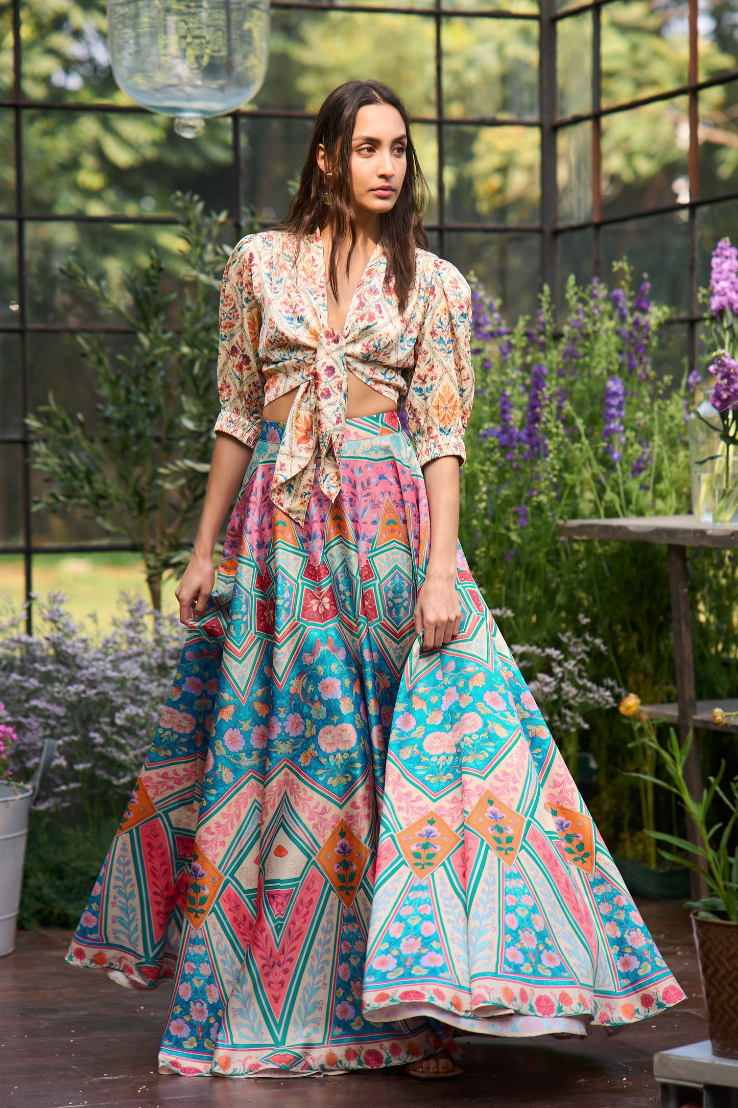 MOSAIC PRINT FLARED SKIRT