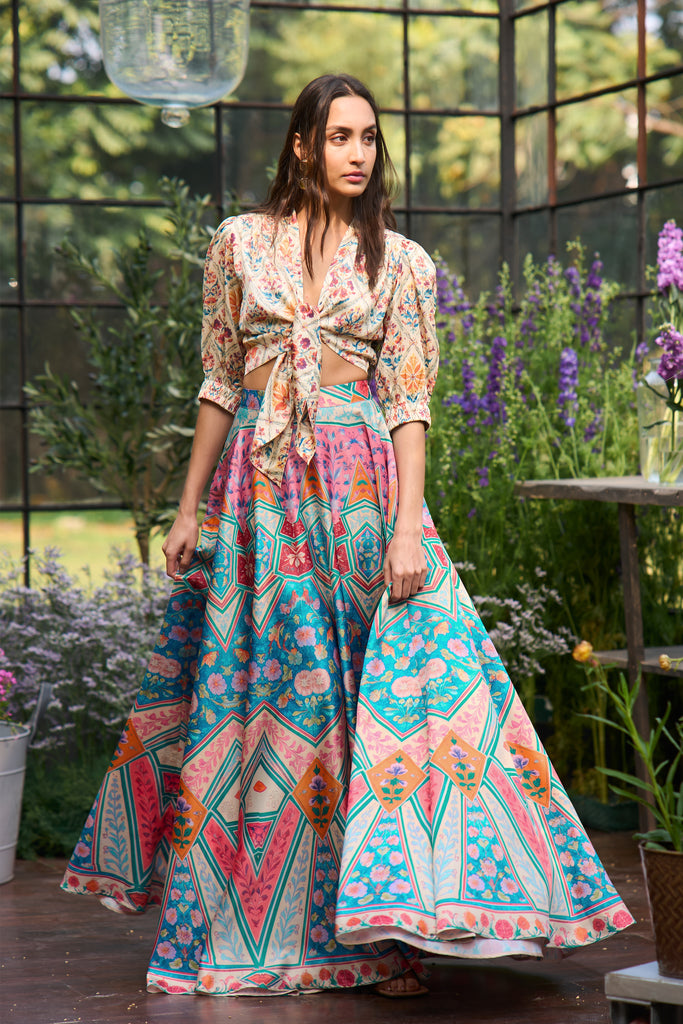 MOSAIC PRINT FLARED SKIRT dash and dot
