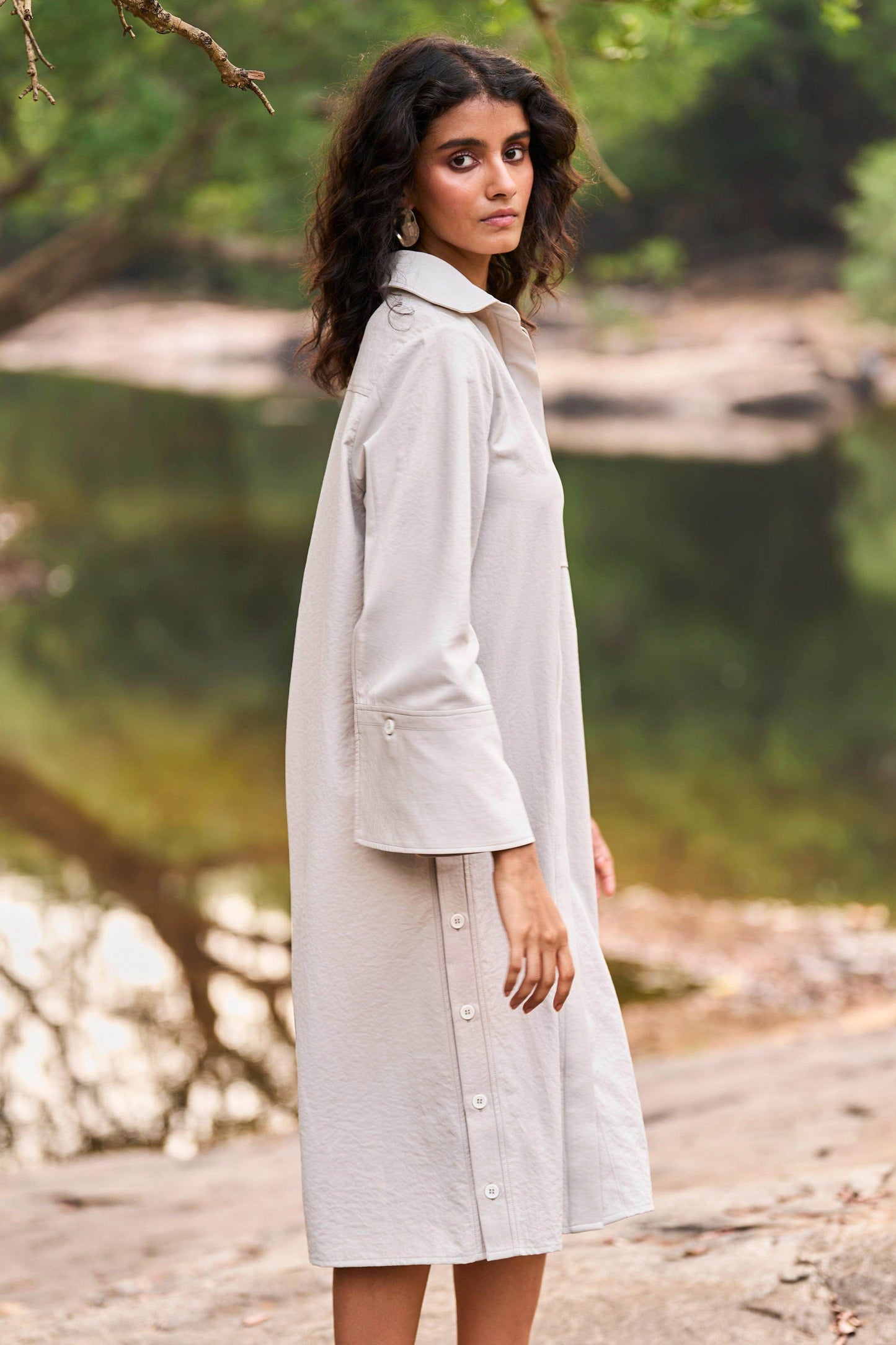 SIDE BUTTON SHIRT DRESS - dash and dot