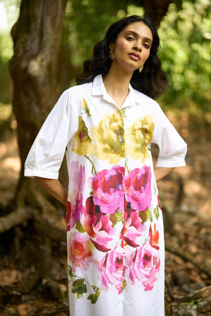 WATERCOLOUR FLORAL SHIRT DRESS - dash and dot dash and dot