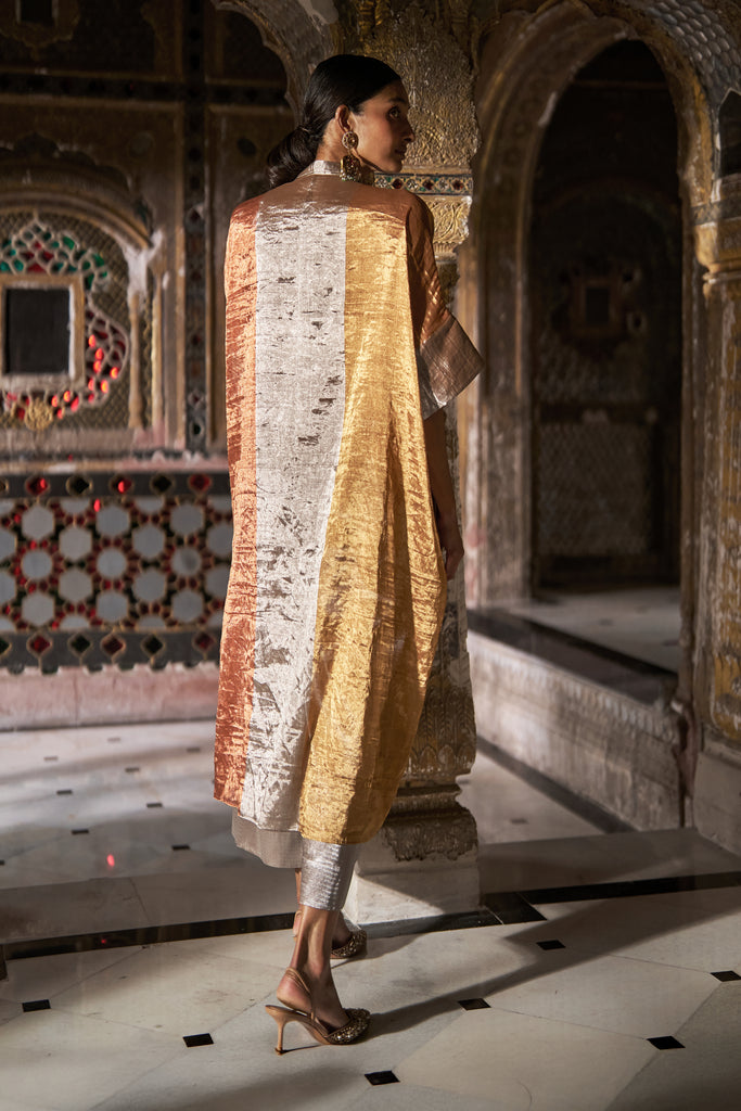 BENARES TISSUE STRIPED LONGLINE TOP dash and dot