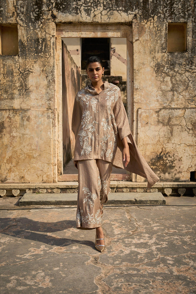 EMBROIDERED CAPE TOP & WIDE LEGGED PANT - dash and dot dash and dot