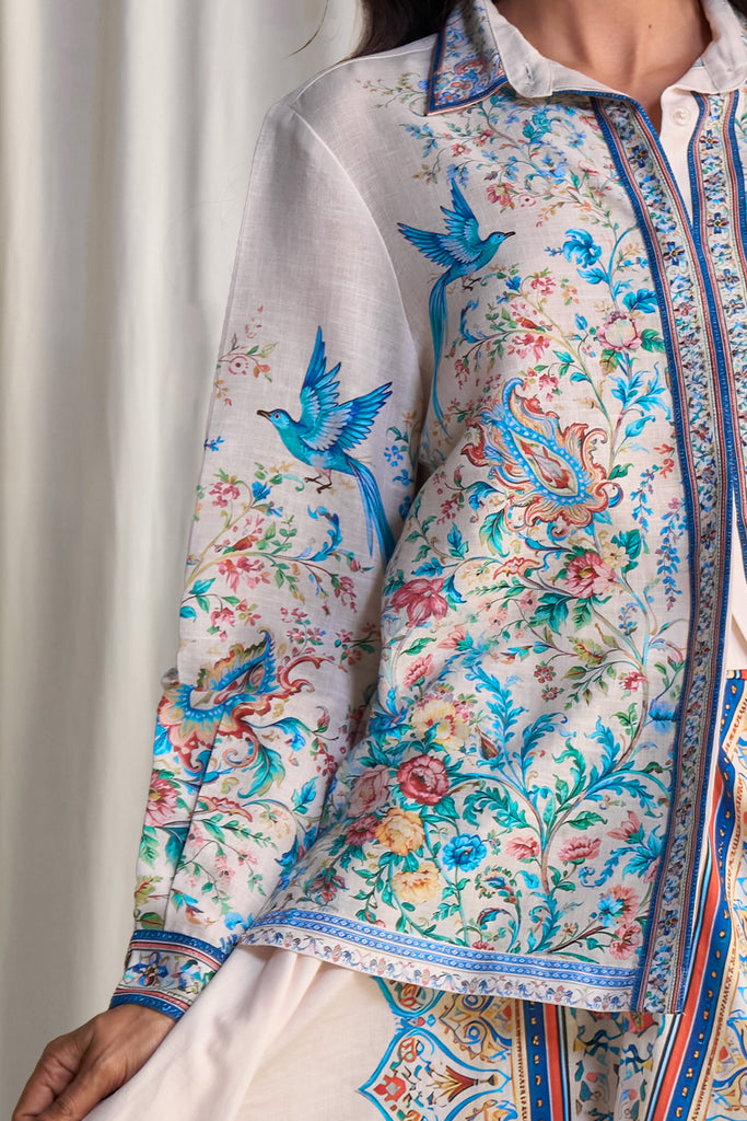 LINEN BOTANICAL PRINT SHIRT dash and dot
