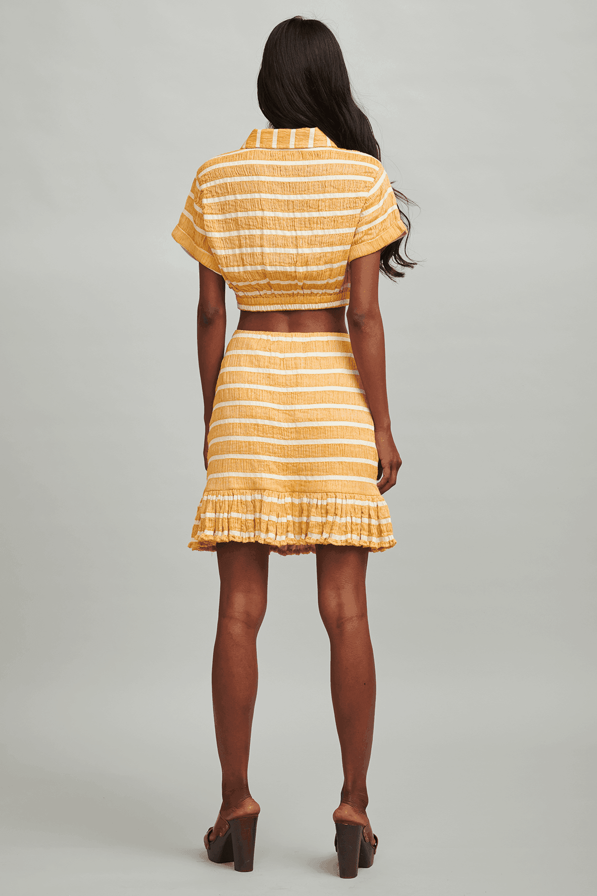 MUSTARD STRIPE MINI SKIRT - dash and dot