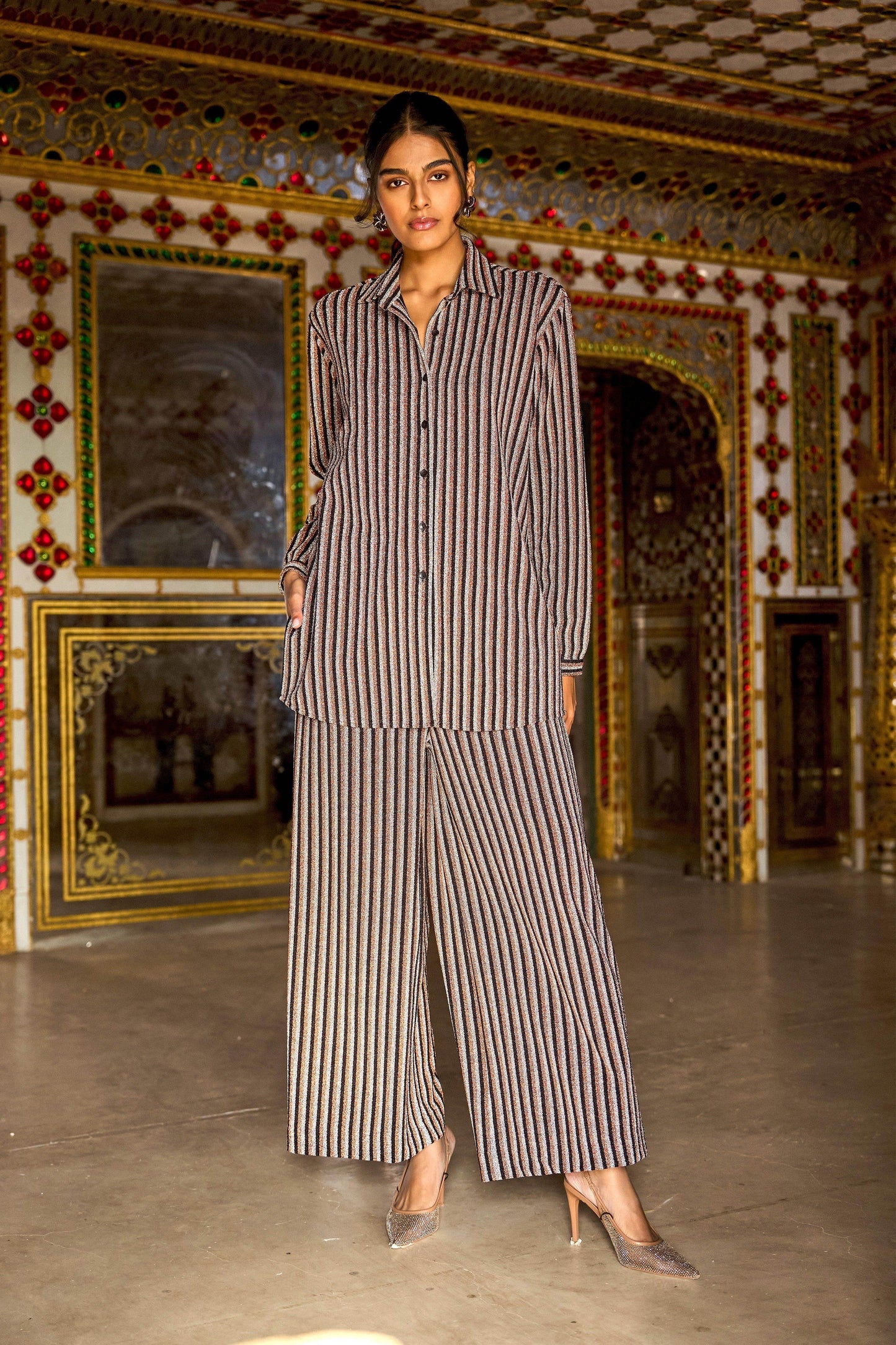 SHIMMER STRIPE KNIT PANT - dash and dot