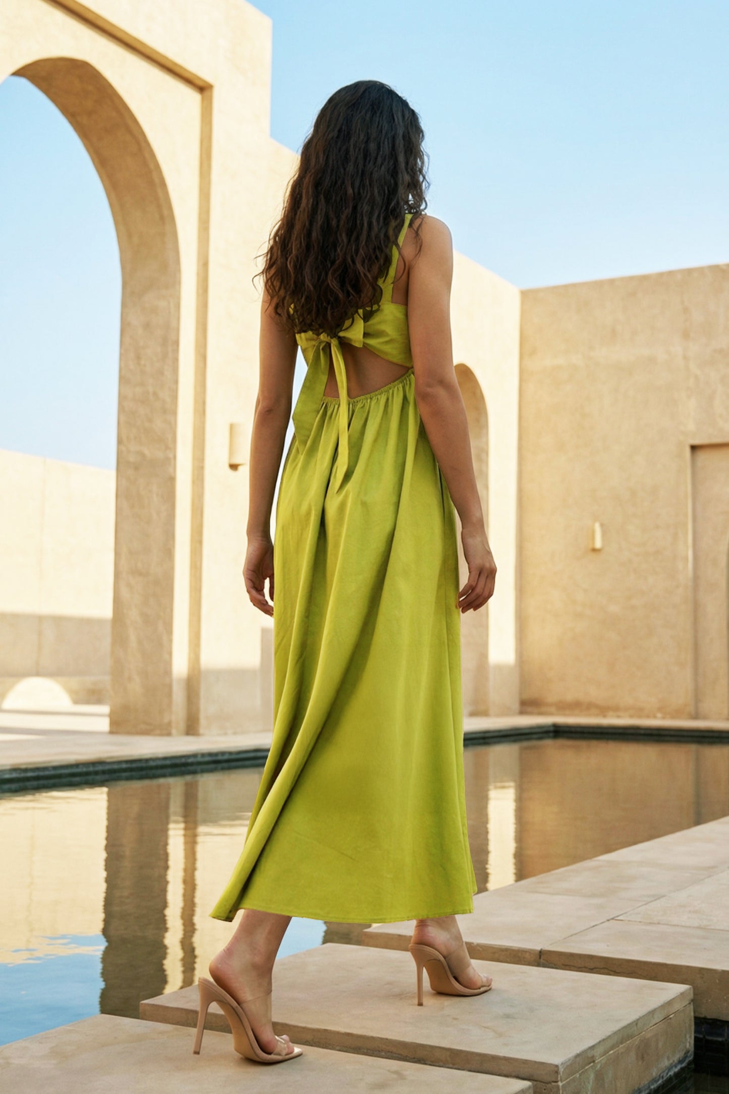 CHARTREUSE GREEN POPLIN MIDI