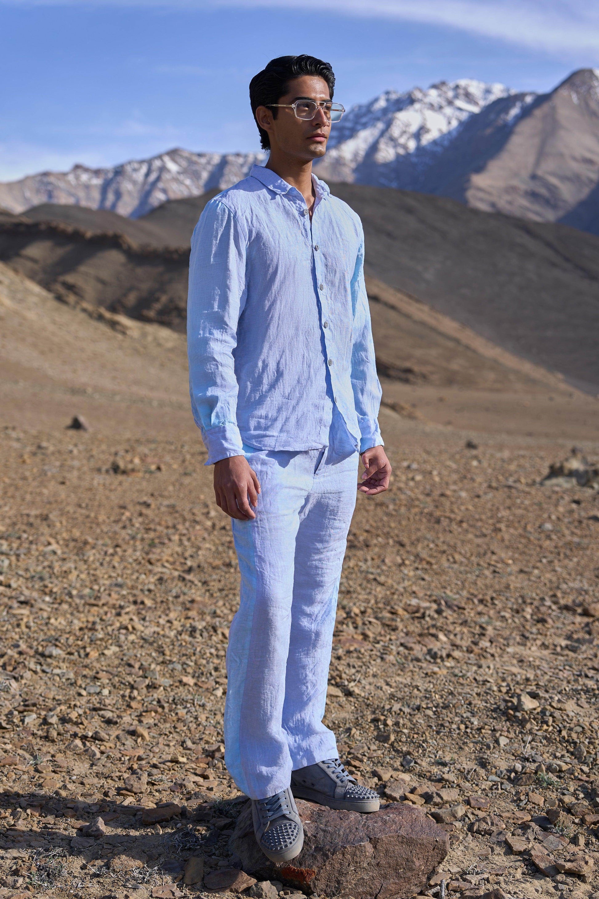 LINEN COLOUR BLOCK PANT SET - dash and dot