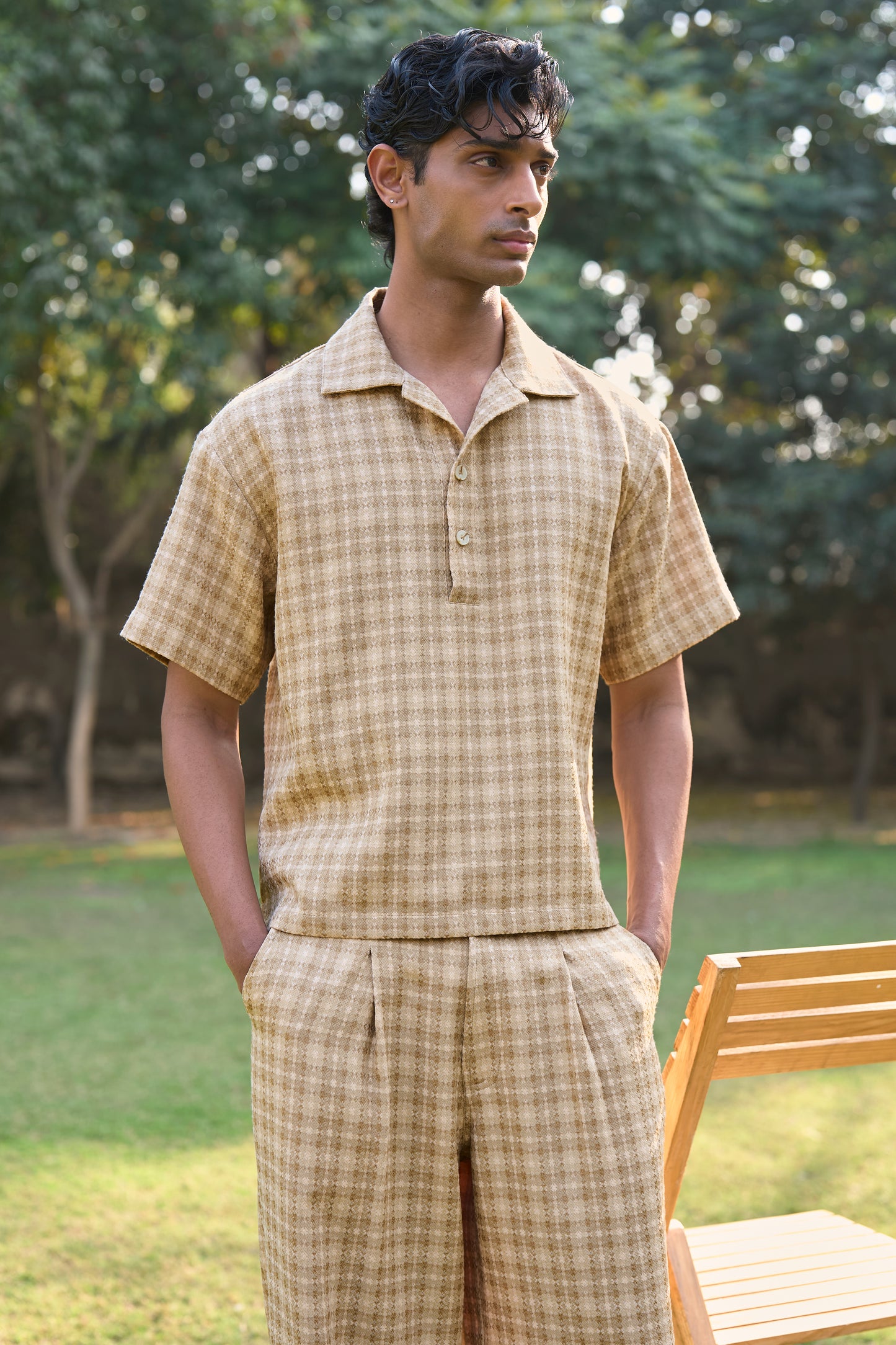 TEXTURED WEAVE POLO & PANT SET