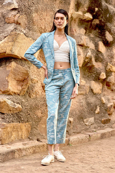 INDIGO JACQUARD PANT - dash and dot