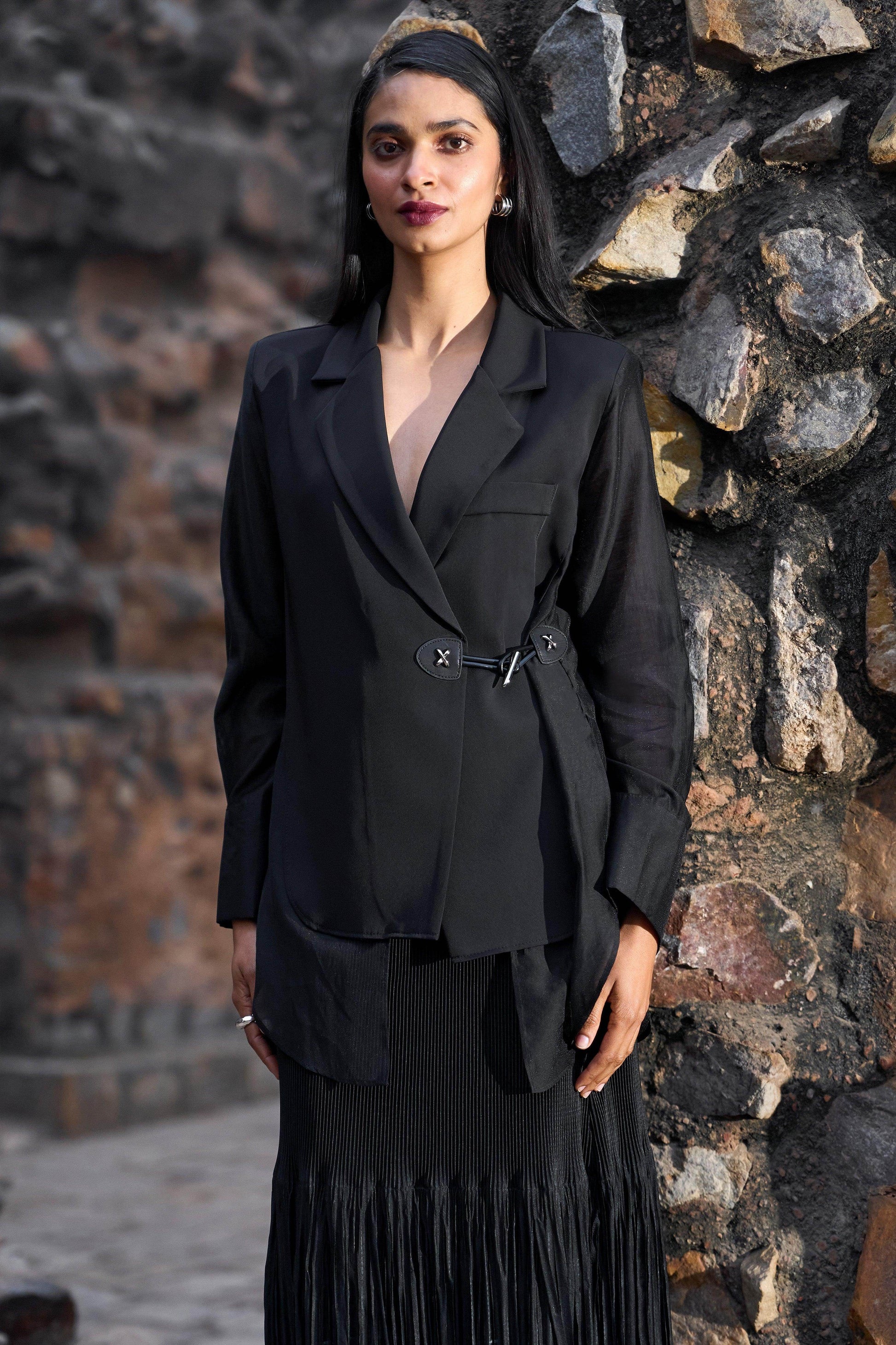 SIDE-TIE BLAZER SHIRT - dash and dot