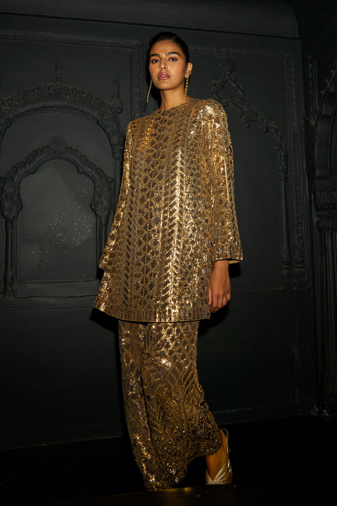 GOLD SEQUIN EMBROIDERED TOP dash and dot