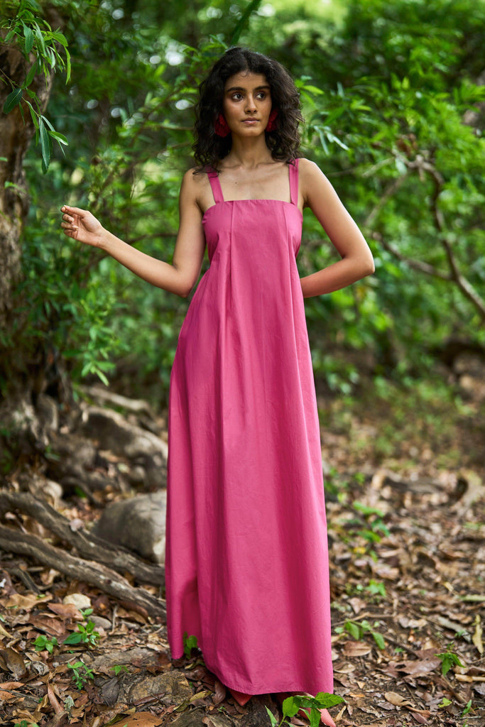 FUCHSIA POPLIN MIDI - dash and dot dash and dot