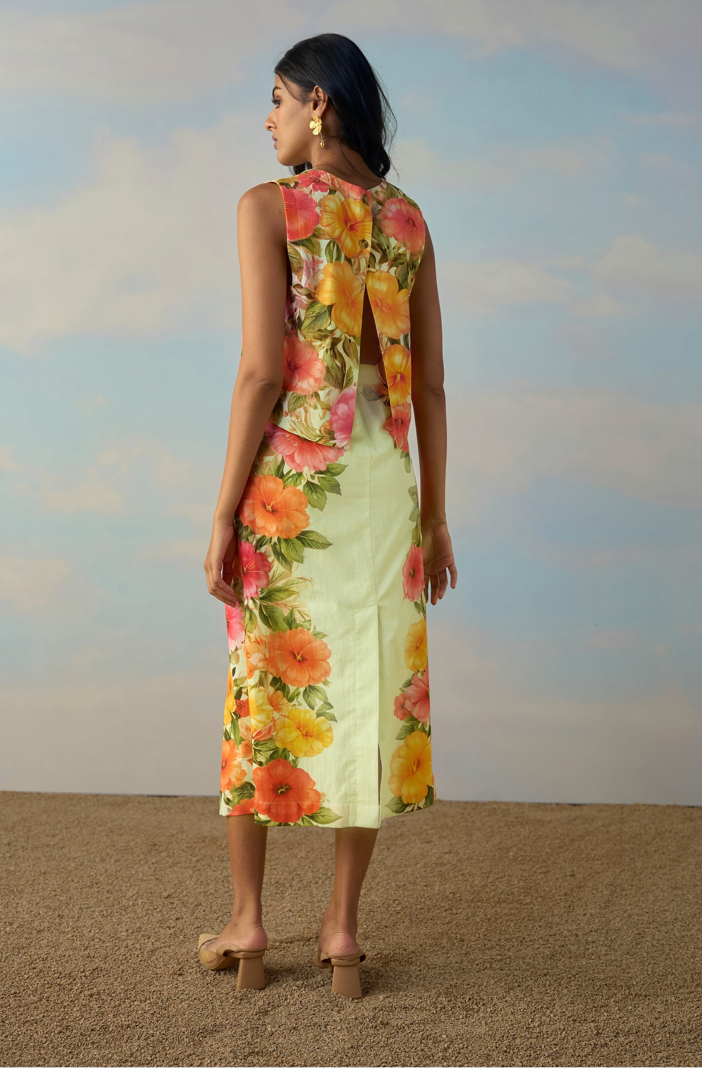 LINEN TULIP PLACED SKIRT