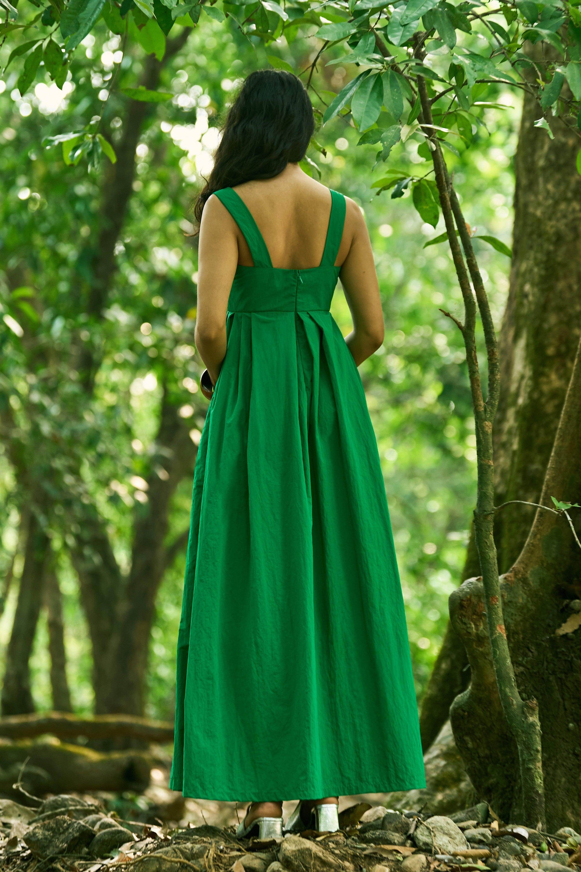 GREEN FLARED GOWN - dash and dot