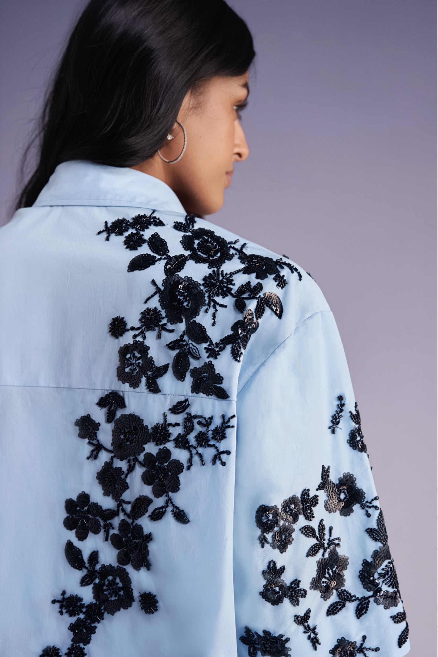 FLORAL BEAD EMBROIDERED SHIRT