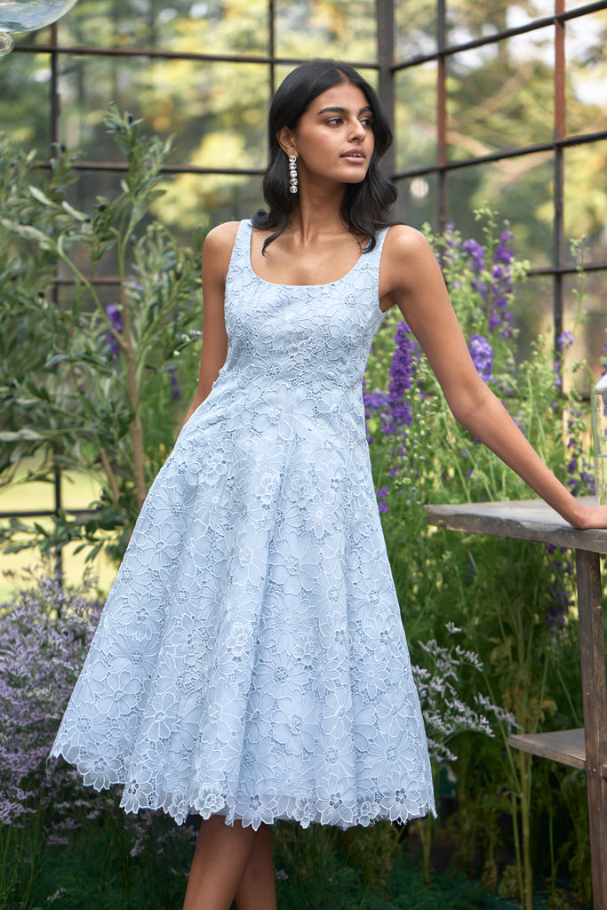 FLARED CUTWORK EMBROIDERED DRESS dash and dot