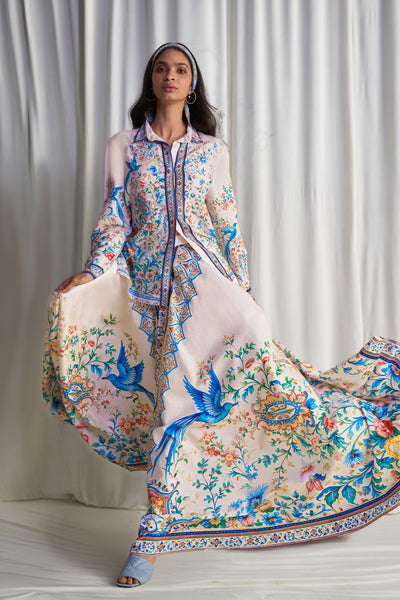 LINEN BOTANICAL PRINT SHIRT & MAXI SKIRT