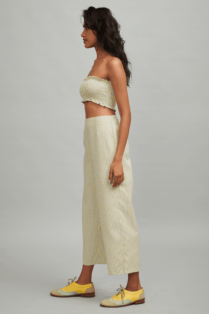 YELLOW BLUE CHECK COORD - dash and dot dash and dot