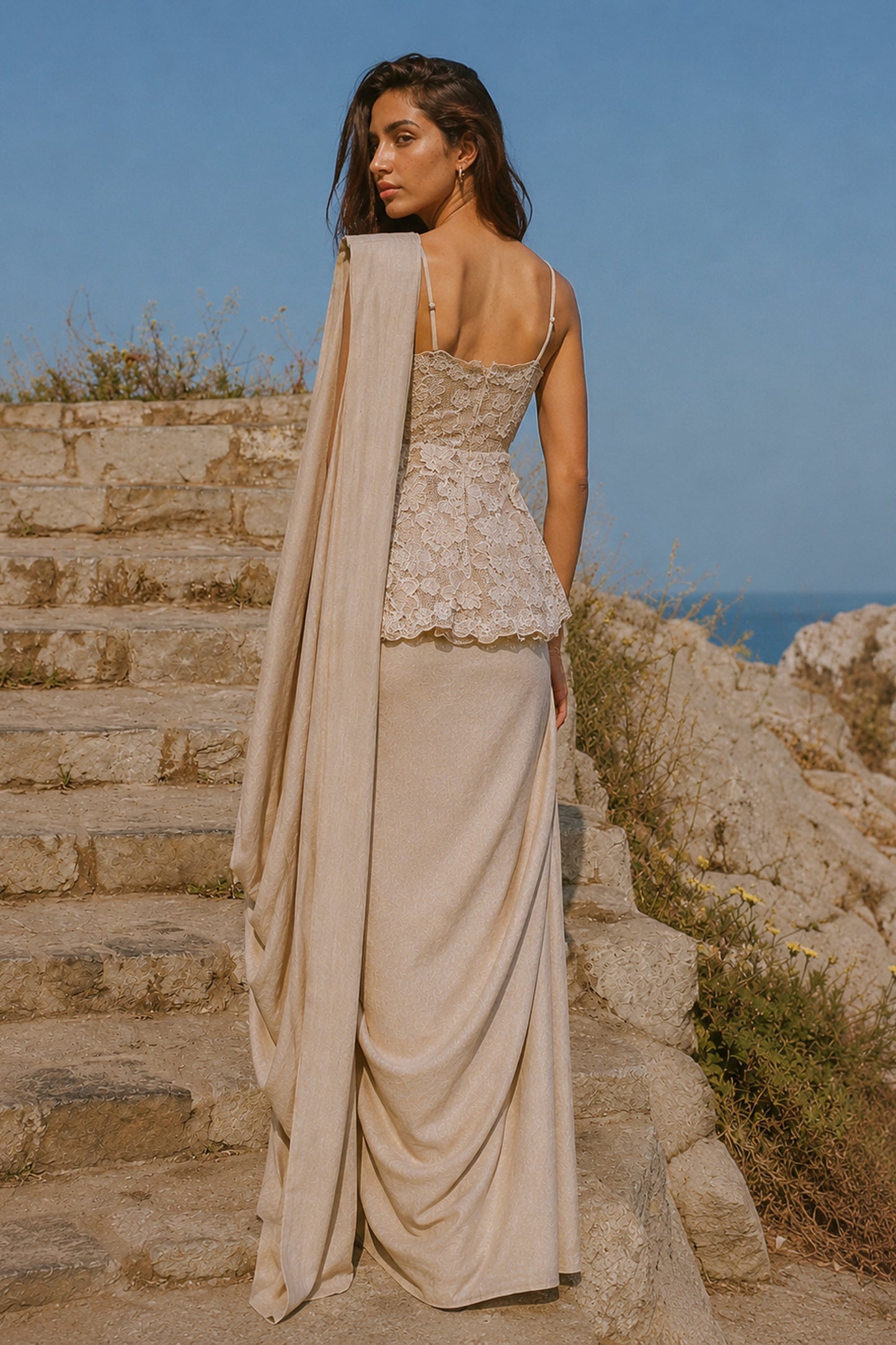 LINEN SARI DRAPE SKIRT