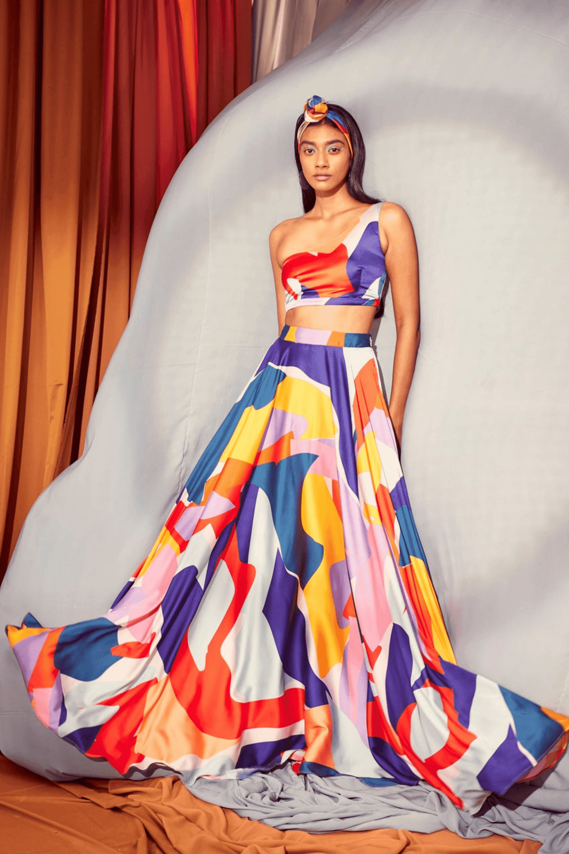 ABSTRACT MAXI-SKIRT SET - dash and dot