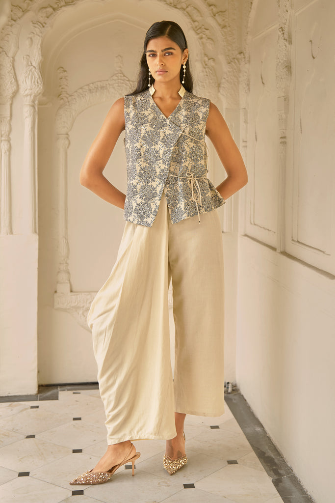 LINEN EMBROIDERED WAISTCOAT SET dash and dot