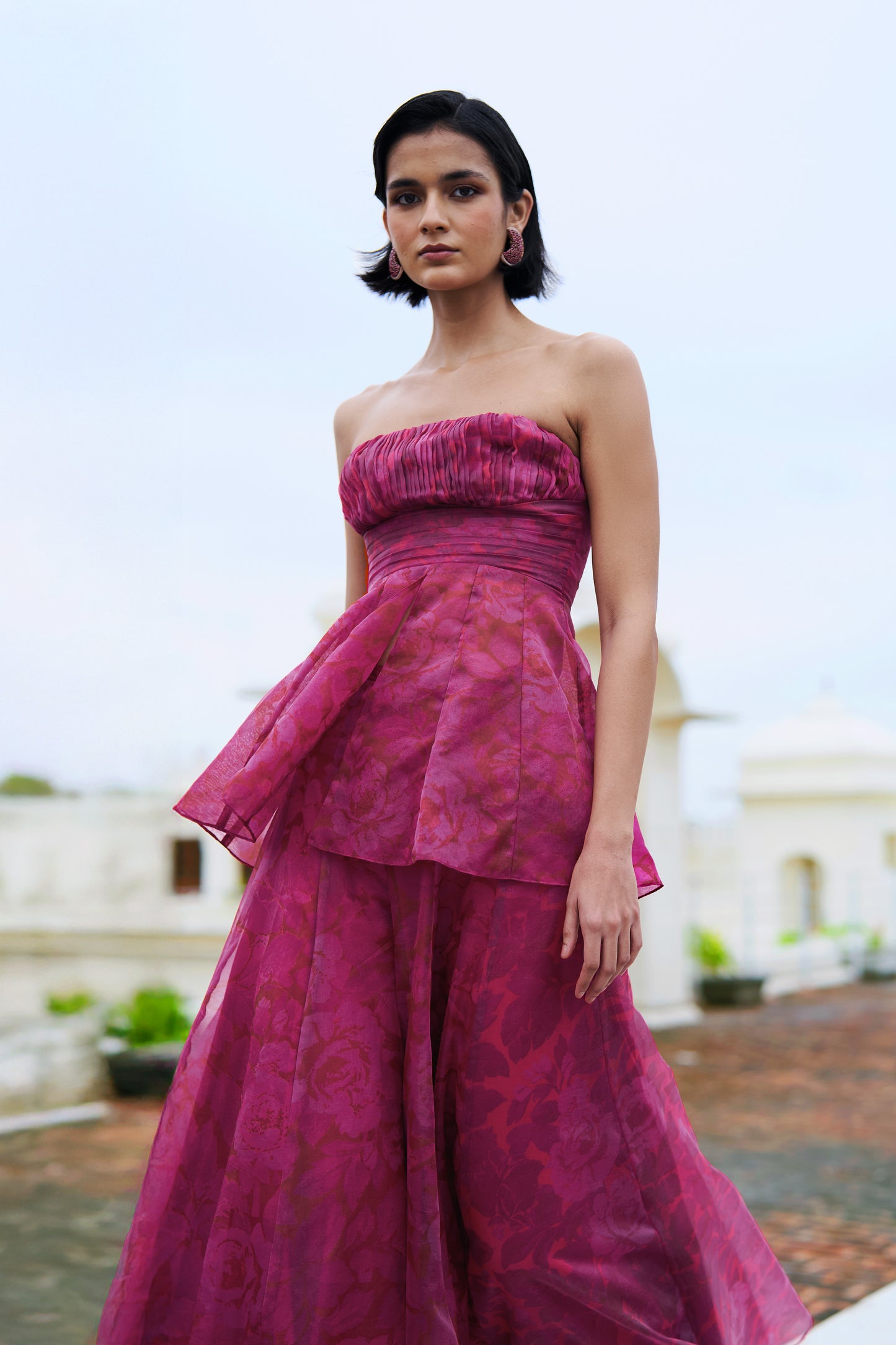 FLORAL PRINT PEPLUM SET