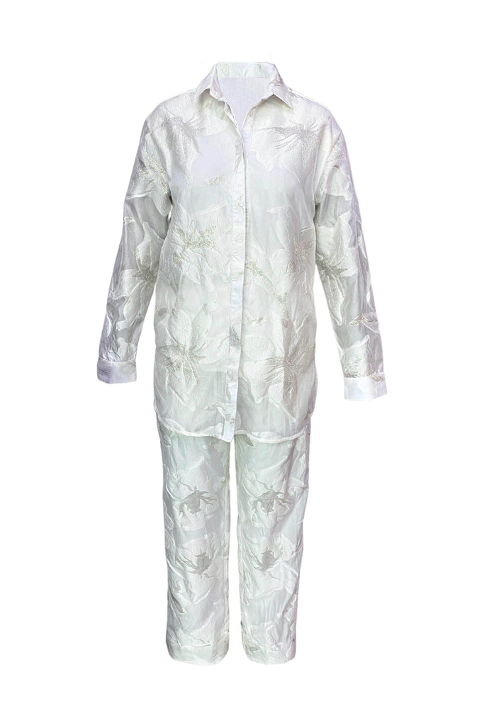 IVORY BROCADE PANT - dash and dot dash and dot